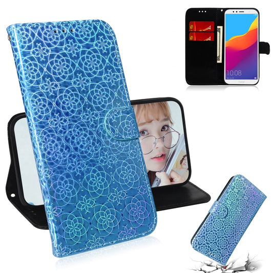 For Huawei Y6 2018 / Honor 7A Solid Color Colorful Magnetic Buckle Horizontal Flip PU Leather Case with Holder & Card Slots & Wallet & Lanyard(Blue) - Honor Cases by buy2fix | Online Shopping UK | buy2fix