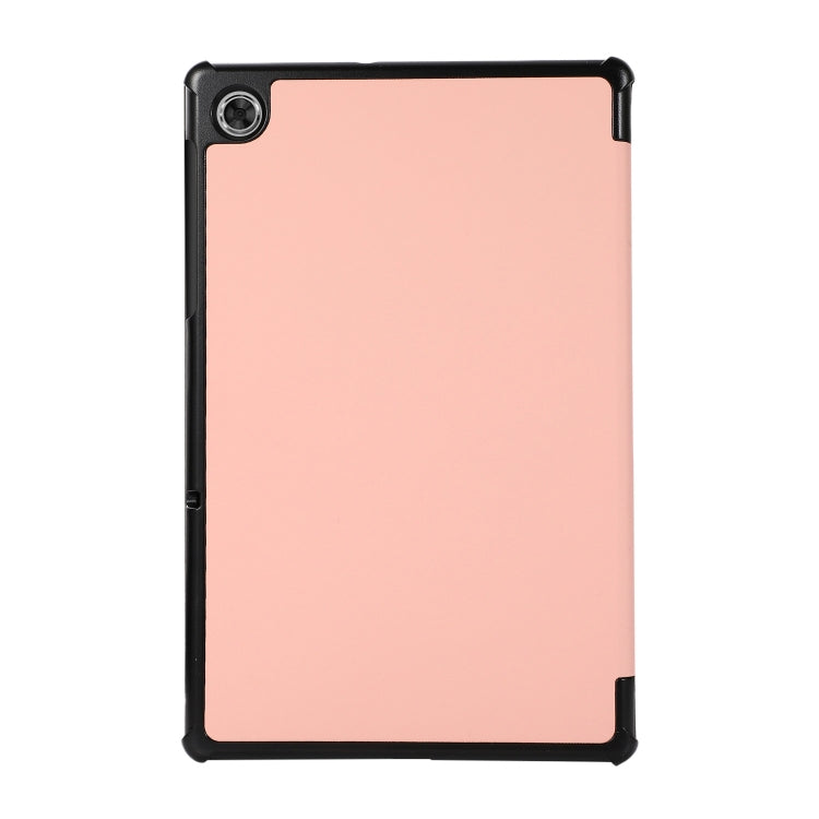 3-folding Skin Texture Horizontal Flip TPU + PU Leather Case with Holder For Lenovo M10 Plus(Pink) - Lenovo by buy2fix | Online Shopping UK | buy2fix