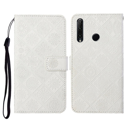 Huawei Honor 20 lite / 10i Ethnic Style Embossed Pattern Horizontal Flip Leather Case with Holder & Card Slots & Wallet & Lanyard(White) - Honor Cases by buy2fix | Online Shopping UK | buy2fix