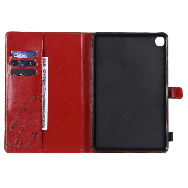 For Samsung Galaxy S6 Lite P610 Cat Bee Embossing Pattern Shockproof Table PC Protective Horizontal Flip Leather Case with Holder & Card Slots & Wallet & Pen Slot & Wake-up / Sleep Function(Red) - Tab S6 Lite P610 / P615 by buy2fix | Online Shopping UK | buy2fix