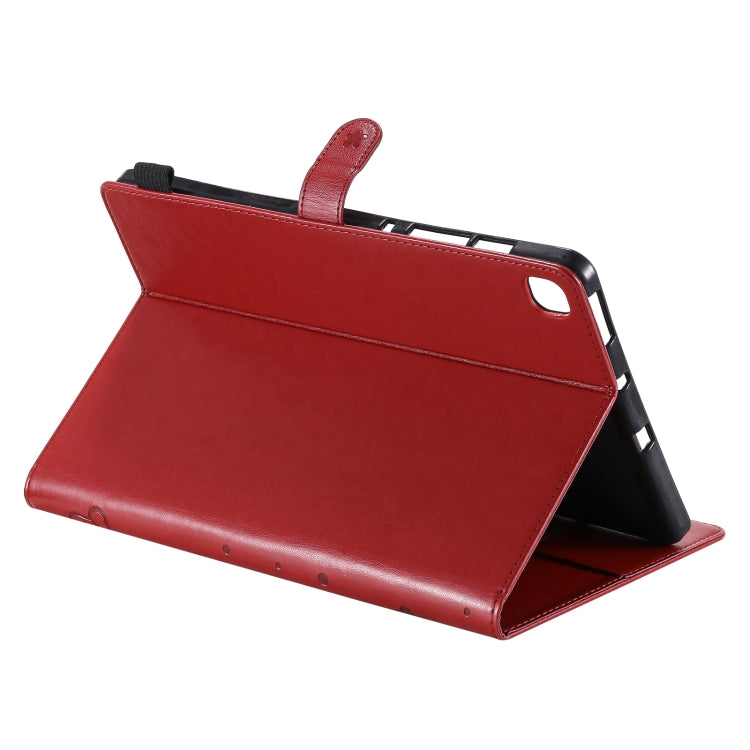 For Samsung Galaxy S6 Lite P610 Cat Bee Embossing Pattern Shockproof Table PC Protective Horizontal Flip Leather Case with Holder & Card Slots & Wallet & Pen Slot & Wake-up / Sleep Function(Red) - Tab S6 Lite P610 / P615 by buy2fix | Online Shopping UK | buy2fix