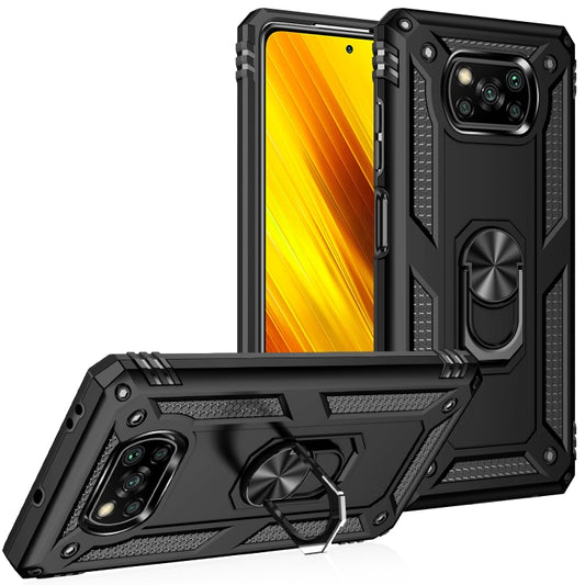 For Xiaomi Poco X3 NFC Shockproof TPU + PC Protective Case with 360 Degree Rotating Holder(Black) by buy2fix