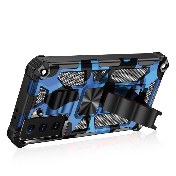 For Samsung Galaxy S21 5G Camouflage Armor Shockproof TPU + PC Magnetic Protective Case with Holder(Dark Blue) - Galaxy S21 5G Cases by buy2fix | Online Shopping UK | buy2fix