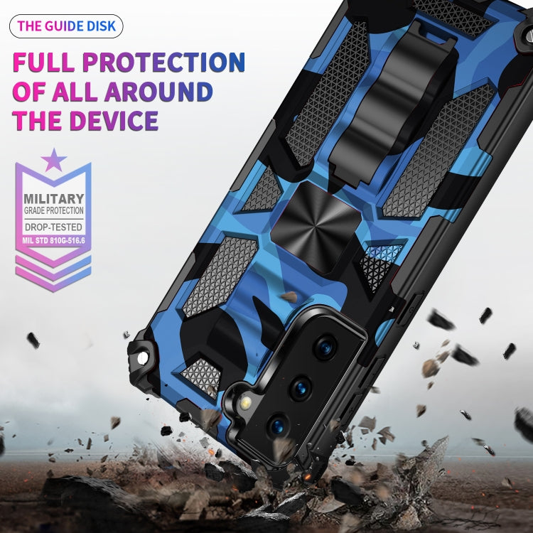 For Samsung Galaxy S21 5G Camouflage Armor Shockproof TPU + PC Magnetic Protective Case with Holder(Dark Blue) - Galaxy S21 5G Cases by buy2fix | Online Shopping UK | buy2fix