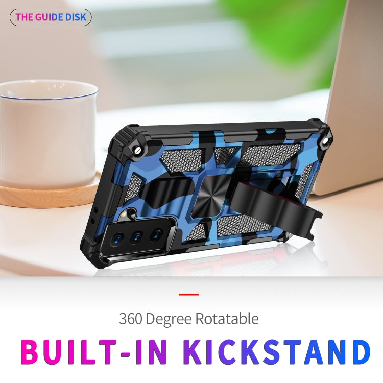 For Samsung Galaxy S21 5G Camouflage Armor Shockproof TPU + PC Magnetic Protective Case with Holder(Dark Blue) - Galaxy S21 5G Cases by buy2fix | Online Shopping UK | buy2fix