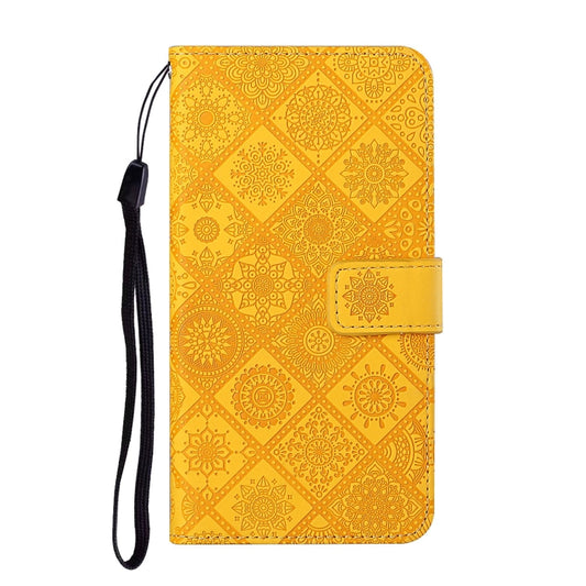 For Samsung Galaxy A12 Ethnic Style Embossed Pattern Horizontal Flip Leather Case with Holder & Card Slots & Wallet & Lanyard(Yellow) by buy2fix