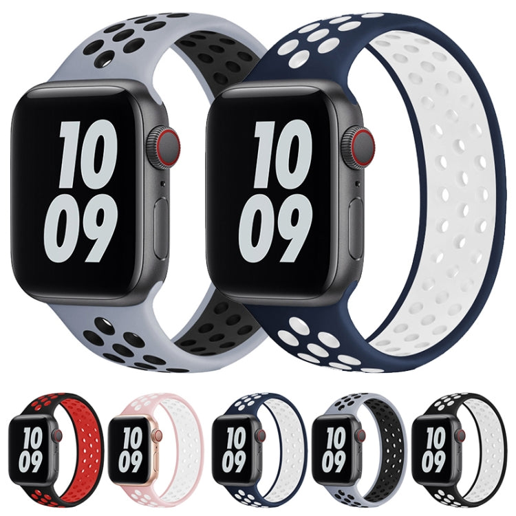 Elastic Silicone Watch Band For Apple Watch Series 7 45mm / 6 & SE & 5 & 4 44mm / 3 & 2 & 1 42mm, Length:150mm(Black White) by buy2fix