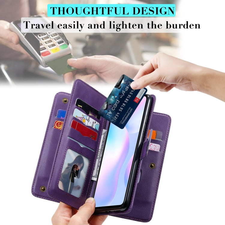For Xiaomi Redmi 9A Multifunctional Magnetic Copper Buckle Horizontal Flip Leather Case with Bracket & 10 Card Slots & Wallet & Photo Frame(Dark Blue) - Xiaomi Cases by buy2fix | Online Shopping UK | buy2fix
