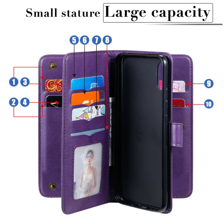 For Xiaomi Redmi 9A Multifunctional Magnetic Copper Buckle Horizontal Flip Leather Case with Bracket & 10 Card Slots & Wallet & Photo Frame(Dark Blue) - Xiaomi Cases by buy2fix | Online Shopping UK | buy2fix