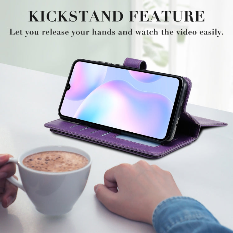 For Xiaomi Redmi 9A Multifunctional Magnetic Copper Buckle Horizontal Flip Leather Case with Bracket & 10 Card Slots & Wallet & Photo Frame(Dark Blue) - Xiaomi Cases by buy2fix | Online Shopping UK | buy2fix