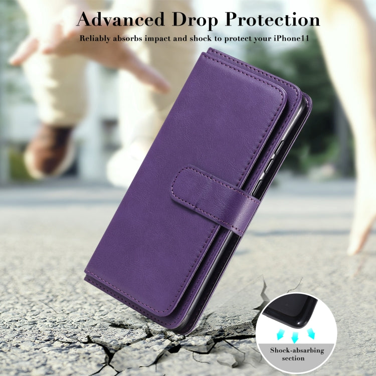 For Xiaomi Mi 10 Ultra Multifunctional Magnetic Copper Buckle Horizontal Flip Leather Case with Bracket & 10 Card Slots & Wallet & Photo Frame(Purple) by buy2fix