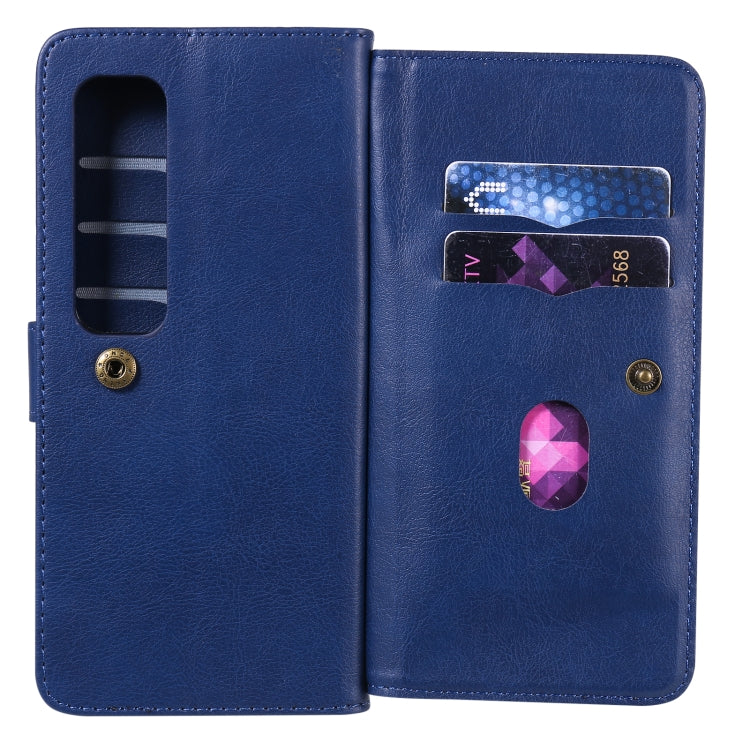 For Xiaomi Mi 10 Ultra Multifunctional Magnetic Copper Buckle Horizontal Flip Leather Case with Bracket & 10 Card Slots & Wallet & Photo Frame(Dark Blue) - Xiaomi Cases by buy2fix | Online Shopping UK | buy2fix
