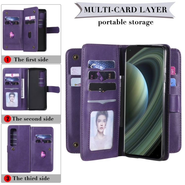 For Xiaomi Mi 10 Ultra Multifunctional Magnetic Copper Buckle Horizontal Flip Leather Case with Bracket & 10 Card Slots & Wallet & Photo Frame(Dark Blue) - Xiaomi Cases by buy2fix | Online Shopping UK | buy2fix