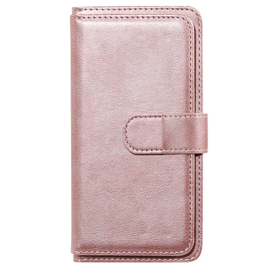 For Xiaomi Poco X3 NFC Multifunctional Magnetic Copper Buckle Horizontal Flip Leather Case with Bracket & 10 Card Slots & Wallet & Photo Frame(Rose Gold) by buy2fix