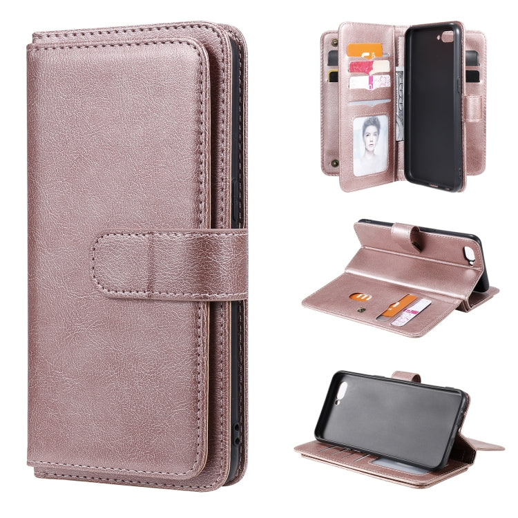 For OPPO A5 / A3s Multifunctional Magnetic Copper Buckle Horizontal Flip Solid Color Leather Case with 10 Card Slots & Wallet & Holder & Photo Frame(Rose Gold) - OPPO Cases by buy2fix | Online Shopping UK | buy2fix