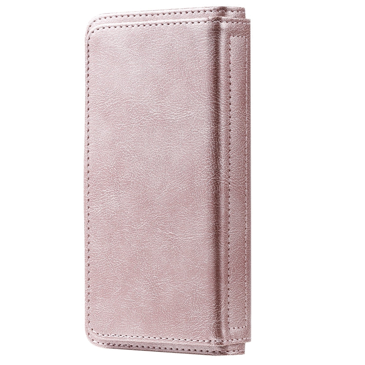 For OPPO A5 / A3s Multifunctional Magnetic Copper Buckle Horizontal Flip Solid Color Leather Case with 10 Card Slots & Wallet & Holder & Photo Frame(Rose Gold) - OPPO Cases by buy2fix | Online Shopping UK | buy2fix