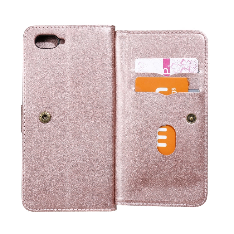For OPPO A5 / A3s Multifunctional Magnetic Copper Buckle Horizontal Flip Solid Color Leather Case with 10 Card Slots & Wallet & Holder & Photo Frame(Rose Gold) - OPPO Cases by buy2fix | Online Shopping UK | buy2fix