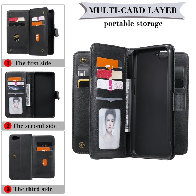 For OPPO A5 / A3s Multifunctional Magnetic Copper Buckle Horizontal Flip Solid Color Leather Case with 10 Card Slots & Wallet & Holder & Photo Frame(Rose Gold) - OPPO Cases by buy2fix | Online Shopping UK | buy2fix