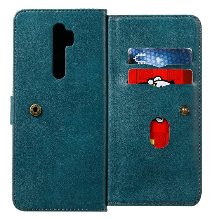 For OPPO A9 (2020) / A11x / A5 (2020) Multifunctional Magnetic Copper Buckle Horizontal Flip Solid Color Leather Case with 10 Card Slots & Wallet & Holder & Photo Frame(Dark Green) - OPPO Cases by buy2fix | Online Shopping UK | buy2fix