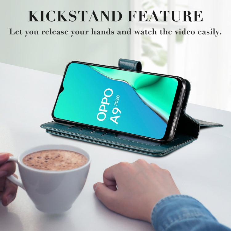 For OPPO A9 (2020) / A11x / A5 (2020) Multifunctional Magnetic Copper Buckle Horizontal Flip Solid Color Leather Case with 10 Card Slots & Wallet & Holder & Photo Frame(Dark Green) - OPPO Cases by buy2fix | Online Shopping UK | buy2fix