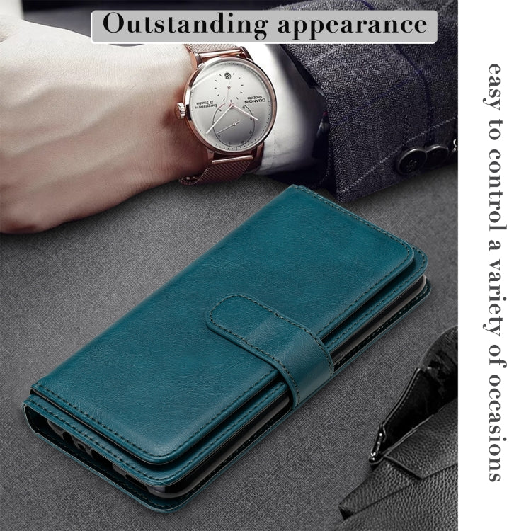 For OPPO A9 (2020) / A11x / A5 (2020) Multifunctional Magnetic Copper Buckle Horizontal Flip Solid Color Leather Case with 10 Card Slots & Wallet & Holder & Photo Frame(Dark Green) - OPPO Cases by buy2fix | Online Shopping UK | buy2fix