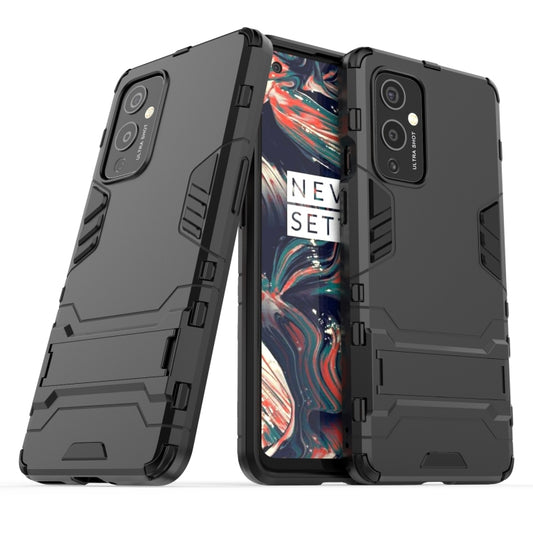 For OnePlus 9 PC + TPU Shockproof Protective Case with Holder(Black) by buy2fix