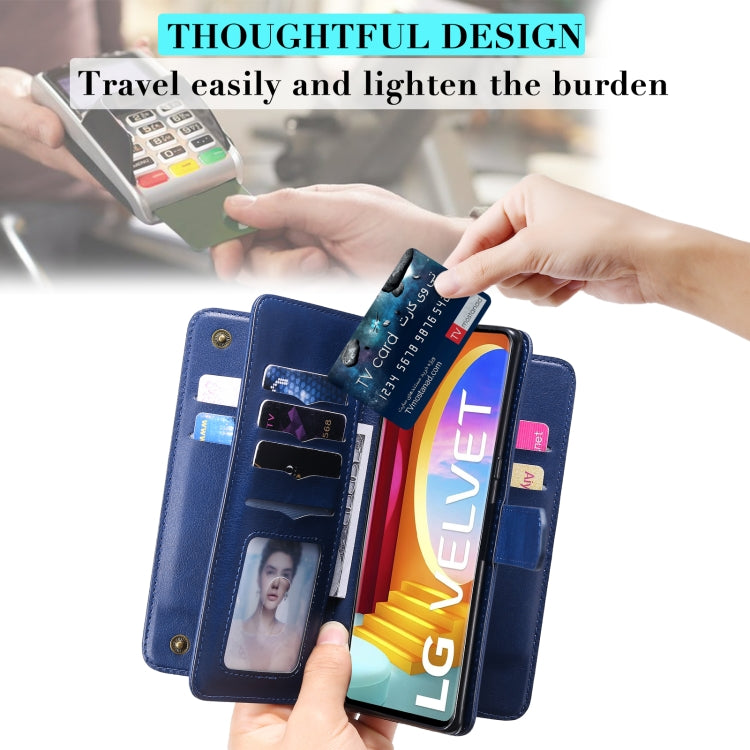 For LG Velvet / G9 Multifunctional Magnetic Copper Buckle Horizontal Flip Solid Color Leather Case with 10 Card Slots & Wallet & Holder & Photo Frame(Rose Gold) - LG Cases by buy2fix | Online Shopping UK | buy2fix