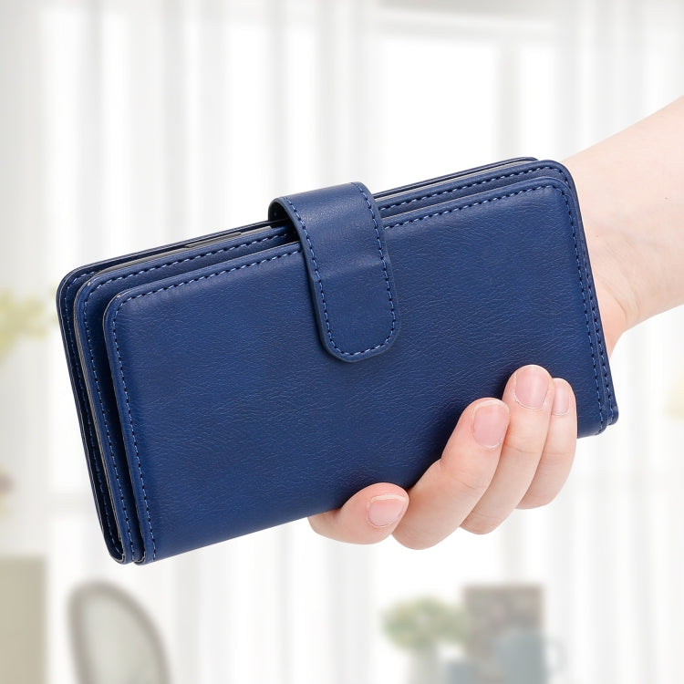 For Oneplus Nord Multifunctional Magnetic Copper Buckle Horizontal Flip Solid Color Leather Case with 10 Card Slots & Wallet & Holder & Photo Frame(Dark Blue) - OnePlus Cases by buy2fix | Online Shopping UK | buy2fix