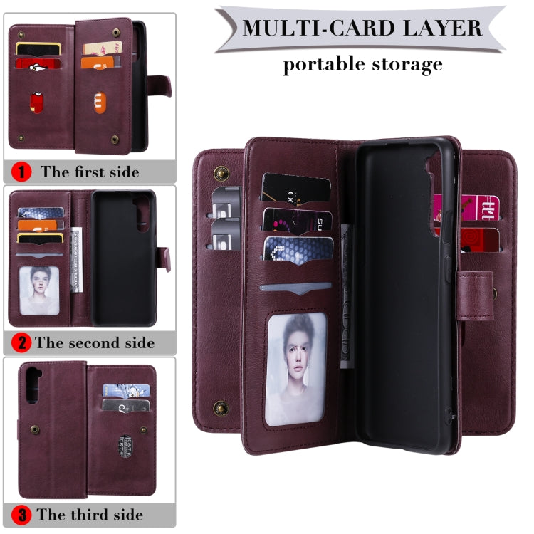 For Oneplus Nord Multifunctional Magnetic Copper Buckle Horizontal Flip Solid Color Leather Case with 10 Card Slots & Wallet & Holder & Photo Frame(Dark Blue) - OnePlus Cases by buy2fix | Online Shopping UK | buy2fix