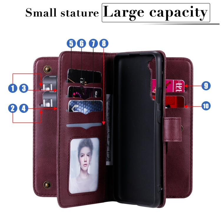 For Oneplus Nord Multifunctional Magnetic Copper Buckle Horizontal Flip Solid Color Leather Case with 10 Card Slots & Wallet & Holder & Photo Frame(Dark Blue) - OnePlus Cases by buy2fix | Online Shopping UK | buy2fix