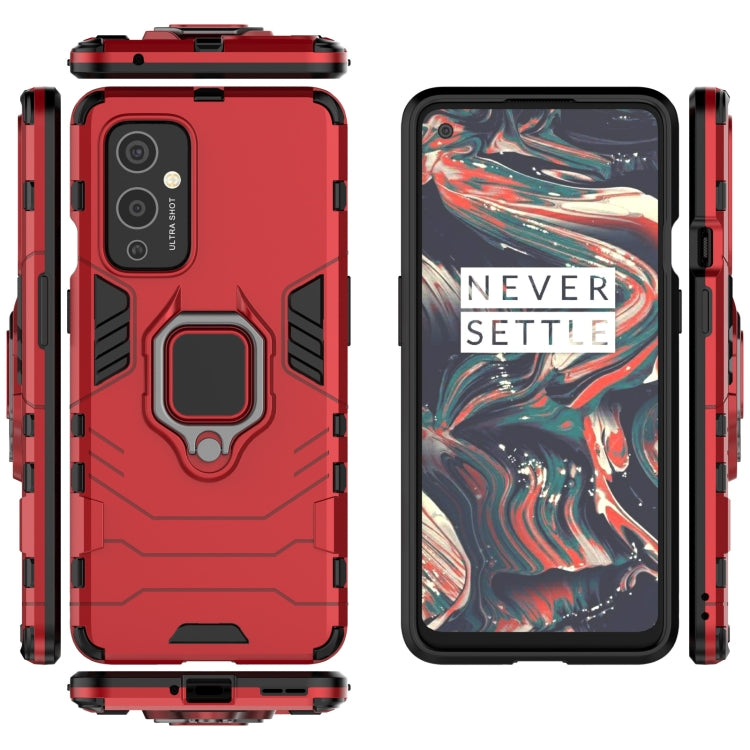 For OnePlus 9 PC + TPU Shockproof Protective Case with Magnetic Ring Holder(Red) - OnePlus Cases by buy2fix | Online Shopping UK | buy2fix