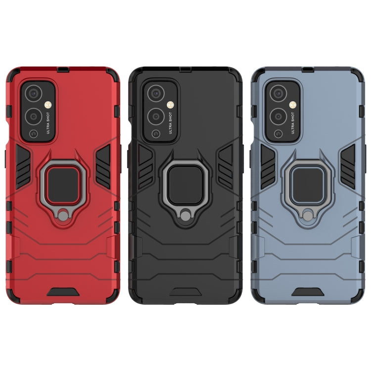 For OnePlus 9 PC + TPU Shockproof Protective Case with Magnetic Ring Holder(Red) - OnePlus Cases by buy2fix | Online Shopping UK | buy2fix