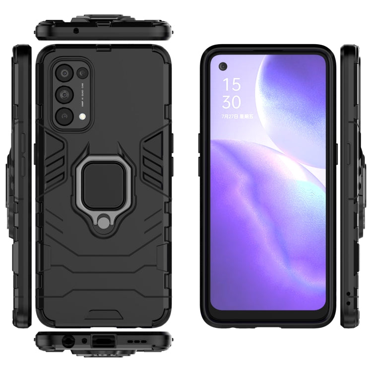 For OPPO Reno5 PC + TPU Shockproof Protective Case with Magnetic Ring Holder(Black) - OPPO Cases by buy2fix | Online Shopping UK | buy2fix