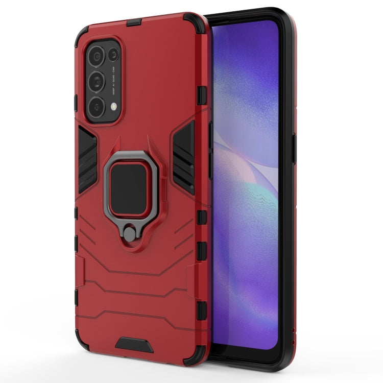 For OPPO Reno5 PC + TPU Shockproof Protective Case with Magnetic Ring Holder(Red) - OPPO Cases by buy2fix | Online Shopping UK | buy2fix