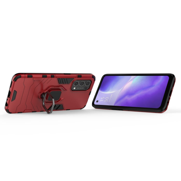 For OPPO Reno5 PC + TPU Shockproof Protective Case with Magnetic Ring Holder(Red) - OPPO Cases by buy2fix | Online Shopping UK | buy2fix