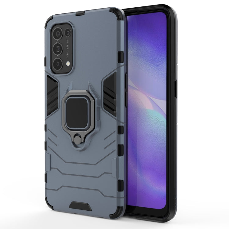 For OPPO Reno5 PC + TPU Shockproof Protective Case with Magnetic Ring Holder(Navy Blue) - OPPO Cases by buy2fix | Online Shopping UK | buy2fix