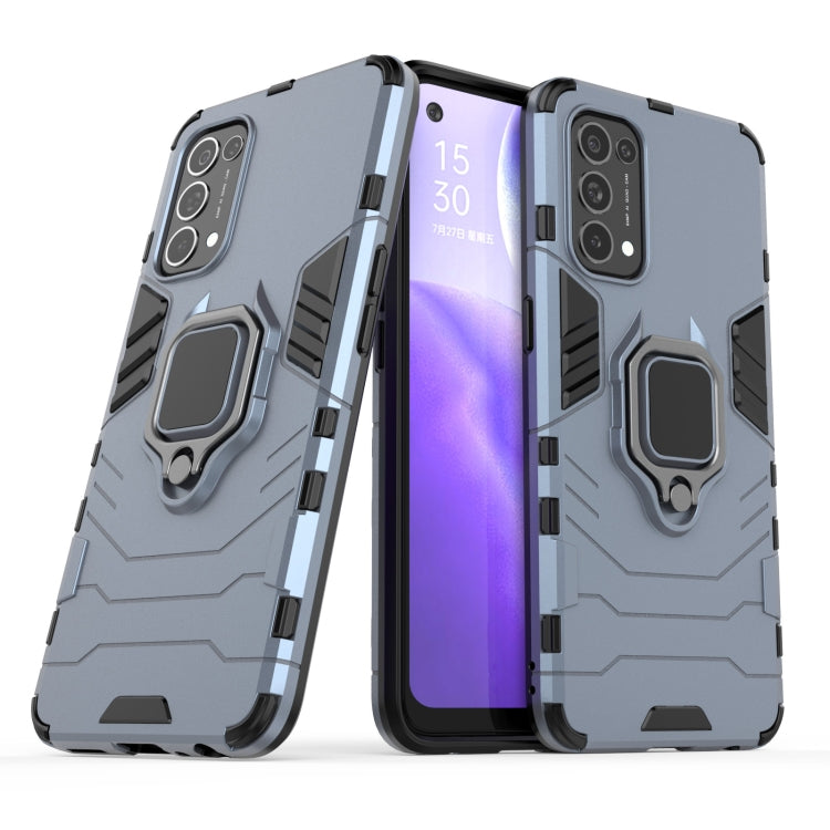 For OPPO Reno5 PC + TPU Shockproof Protective Case with Magnetic Ring Holder(Navy Blue) - OPPO Cases by buy2fix | Online Shopping UK | buy2fix