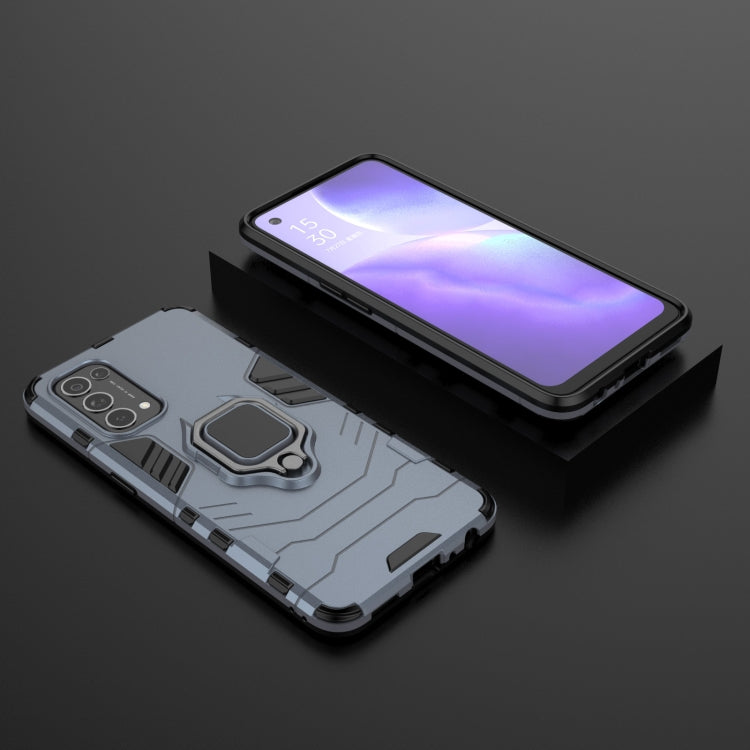 For OPPO Reno5 PC + TPU Shockproof Protective Case with Magnetic Ring Holder(Navy Blue) - OPPO Cases by buy2fix | Online Shopping UK | buy2fix