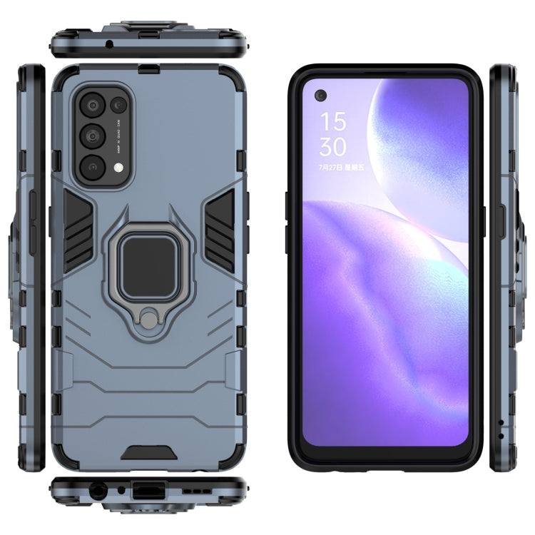 For OPPO Reno5 PC + TPU Shockproof Protective Case with Magnetic Ring Holder(Navy Blue) - OPPO Cases by buy2fix | Online Shopping UK | buy2fix