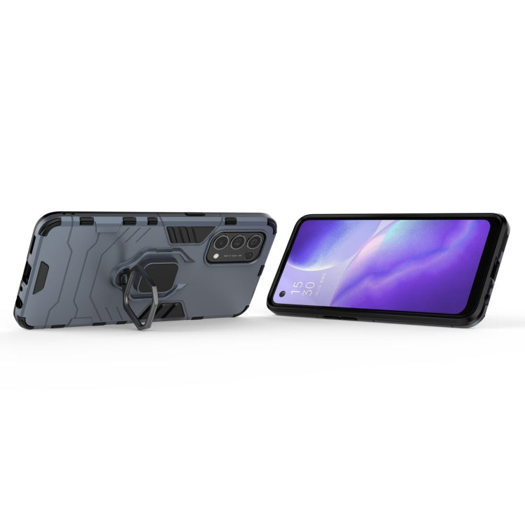 For OPPO Reno5 PC + TPU Shockproof Protective Case with Magnetic Ring Holder(Navy Blue) - OPPO Cases by buy2fix | Online Shopping UK | buy2fix