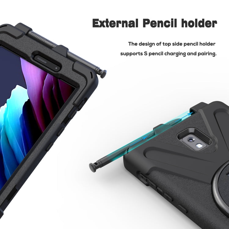 For Samsung Galaxy Tab active 3 T570 / T575 8.0 Shockproof Colorful Silicone + PC Protective Case with Holder & Shoulder Strap & Hand Strap(Black) by buy2fix