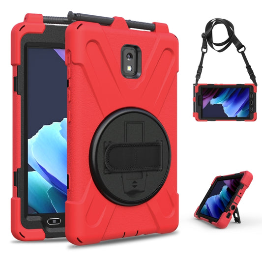 For Samsung Galaxy Tab active 3 T570 / T575 8.0 Shockproof Colorful Silicone + PC Protective Case with Holder & Shoulder Strap & Hand Strap(Red) by buy2fix