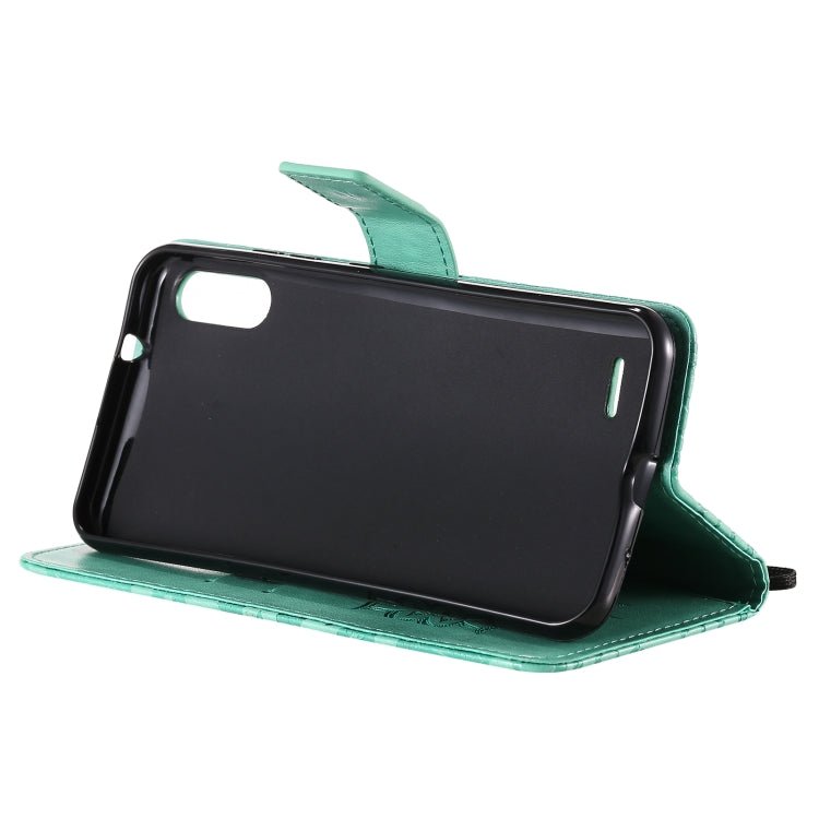 For LG K22 / K22 Plus Sun Embossing Pattern Horizontal Flip Leather Case with Card Slot & Holder & Wallet & Lanyard(Green) - LG Cases by buy2fix | Online Shopping UK | buy2fix