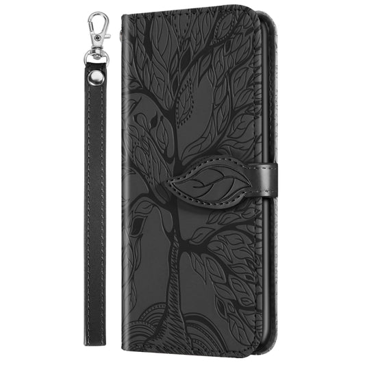 For Huawei Y6 (2019) Life of Tree Embossing Pattern Horizontal Flip Leather Case with Holder & Card Slot & Wallet & Photo Frame & Lanyard(Black) by buy2fix