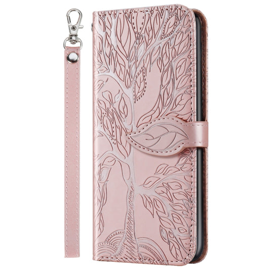 For Samsung Galaxy S20 Life of Tree Embossing Pattern Horizontal Flip Leather Case with Holder & Card Slot & Wallet & Photo Frame & Lanyard(Rose Gold) by buy2fix