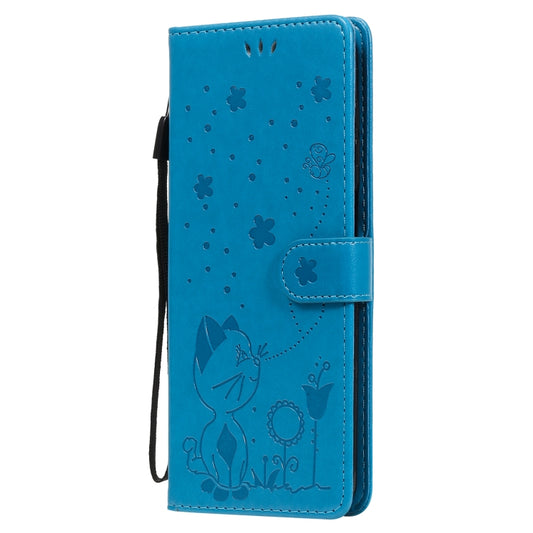 For Samsung Galaxy M51 Cat Bee Embossing Pattern Shockproof Horizontal Flip Leather Case with Holder & Card Slots & Wallet(Blue) by buy2fix
