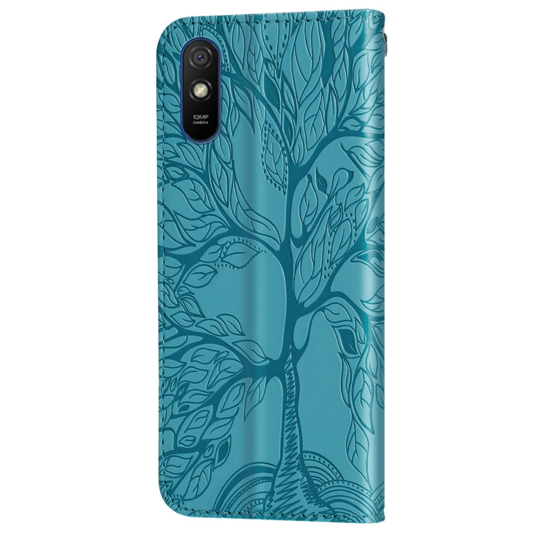 For Xiaomi Redmi 9A Life of Tree Embossing Pattern Horizontal Flip Leather Case with Holder & Card Slot & Wallet & Photo Frame & Lanyard(Blue) - Xiaomi Cases by buy2fix | Online Shopping UK | buy2fix