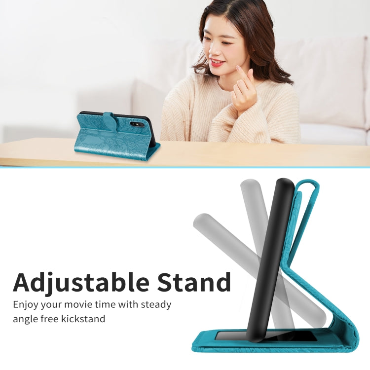 For Xiaomi Redmi 9A Life of Tree Embossing Pattern Horizontal Flip Leather Case with Holder & Card Slot & Wallet & Photo Frame & Lanyard(Blue) - Xiaomi Cases by buy2fix | Online Shopping UK | buy2fix
