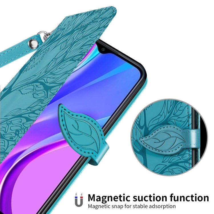 For Xiaomi Redmi 9A Life of Tree Embossing Pattern Horizontal Flip Leather Case with Holder & Card Slot & Wallet & Photo Frame & Lanyard(Blue) - Xiaomi Cases by buy2fix | Online Shopping UK | buy2fix