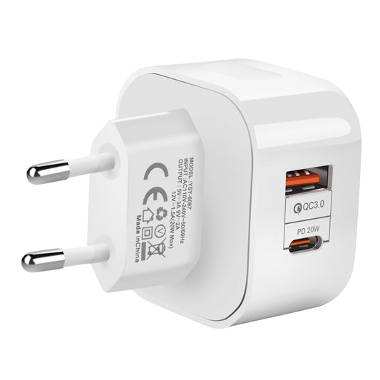 YSY-6087 20W PD + QC 3.0 Dual Ports Travel Charger Power Adapter, EU Plug by buy2fix